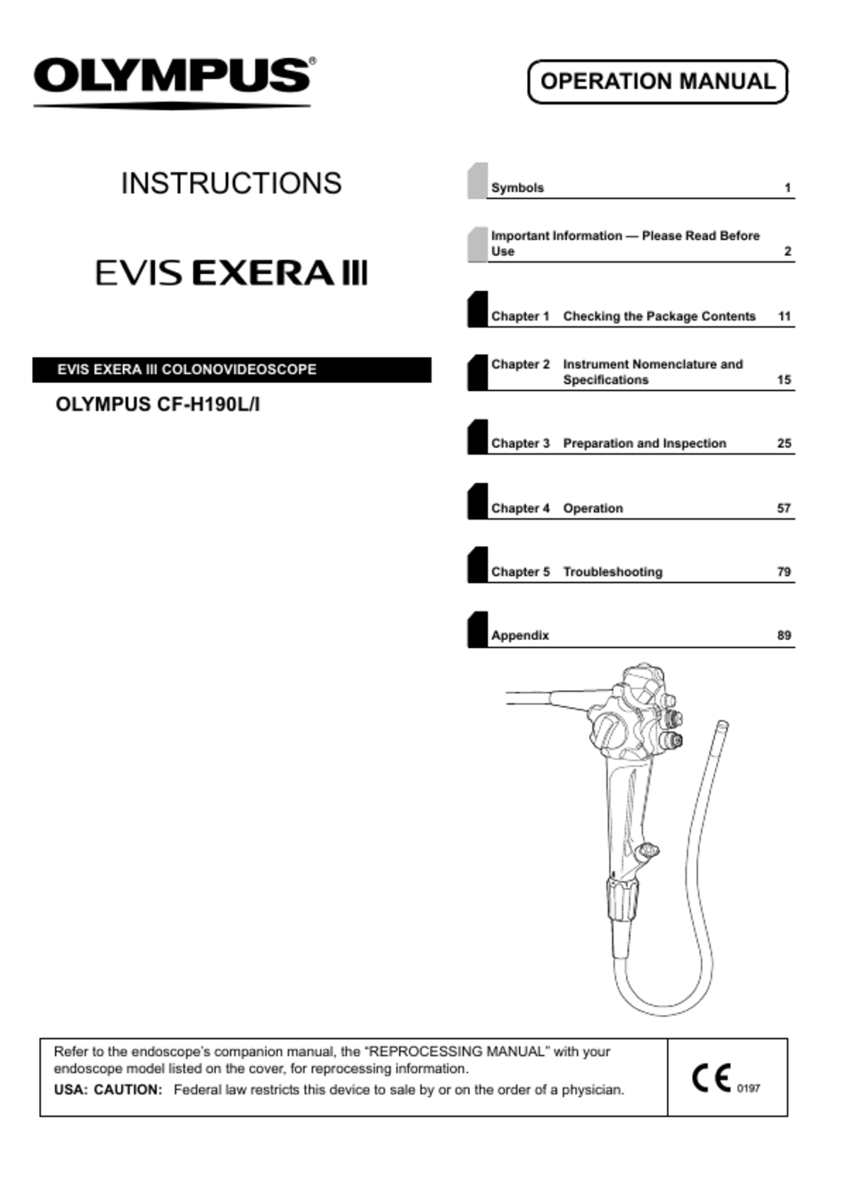 CF-HQ190L-I EVIS EXERA III COLONOVIDEOSCOPE Operation Manual Nov